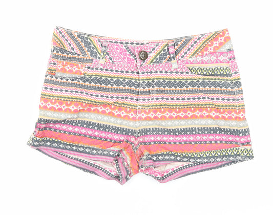 Denim Generation Girls Multicoloured Geometric Cotton Hot Pants Shorts Size 14 Years Regular Zip