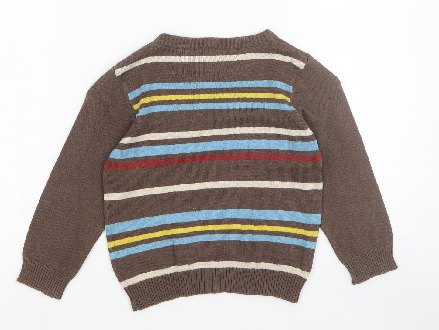 Cherokee Boys Brown Round Neck Striped Cotton Pullover Jumper Size 2 Years Pullover