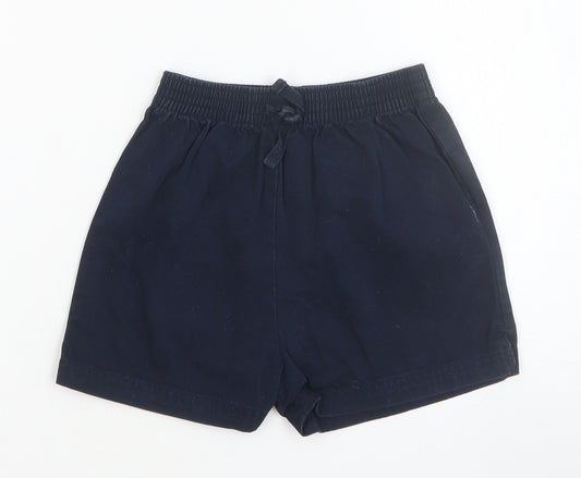 Marks and Spencer Boys Blue Cotton Sweat Shorts Size 4 Years Regular Drawstring