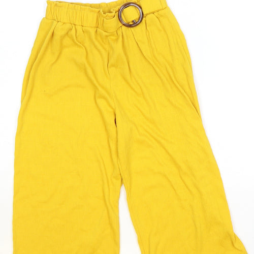 Primark Girls Yellow Polyacrylate Fibre Jogger Trousers Size 10-11 Years Regular Pullover