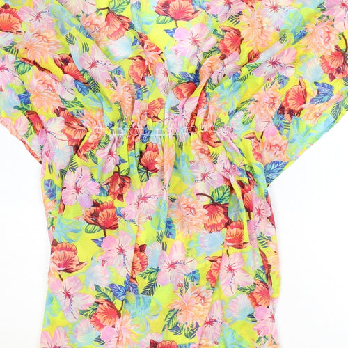 Primark Womens Multicoloured Floral Polyester Kaftan Size S V-Neck Drawstring