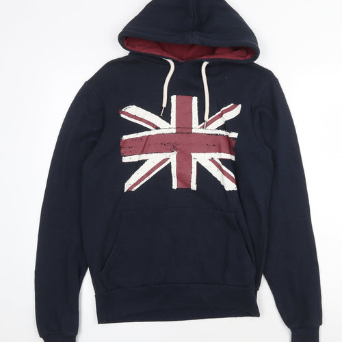 Cedar Wood State Mens Blue Cotton Pullover Hoodie Size XS - Union Jack