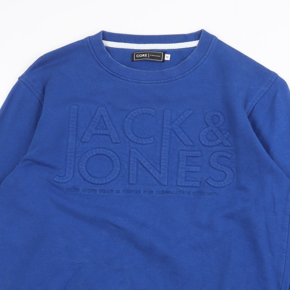 JACK & JONES Mens Blue Cotton Pullover Sweatshirt Size S