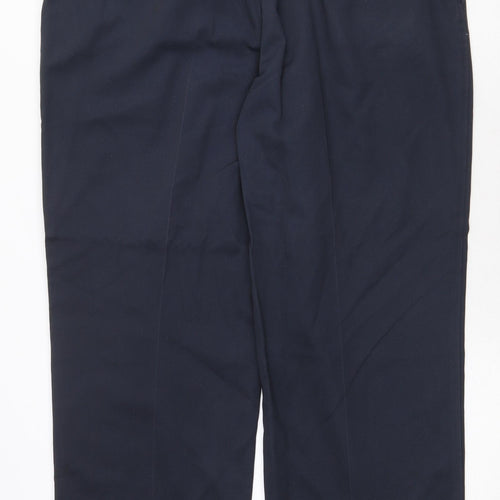 Haggar Mens Blue Cotton Trousers Size 38 in Regular Zip