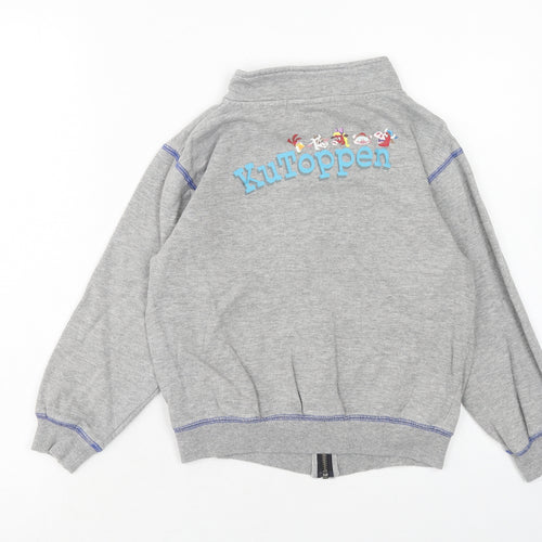 Kristiansand Boys Grey Cotton Full Zip Sweatshirt Size 6 Years Zip - Barn Animals