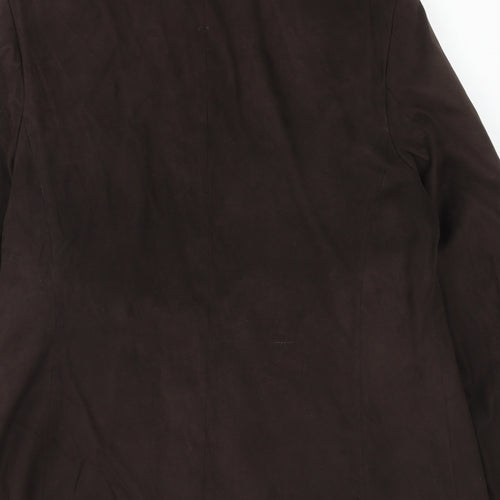 Gelco Womens Brown Geometric Jacket Blazer Size 14 Button