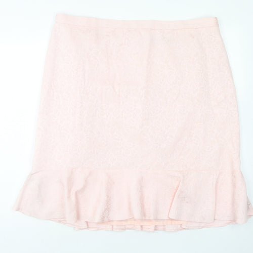Joanna Hope Womens Pink Polyester Trumpet Skirt Size 16 Zip
