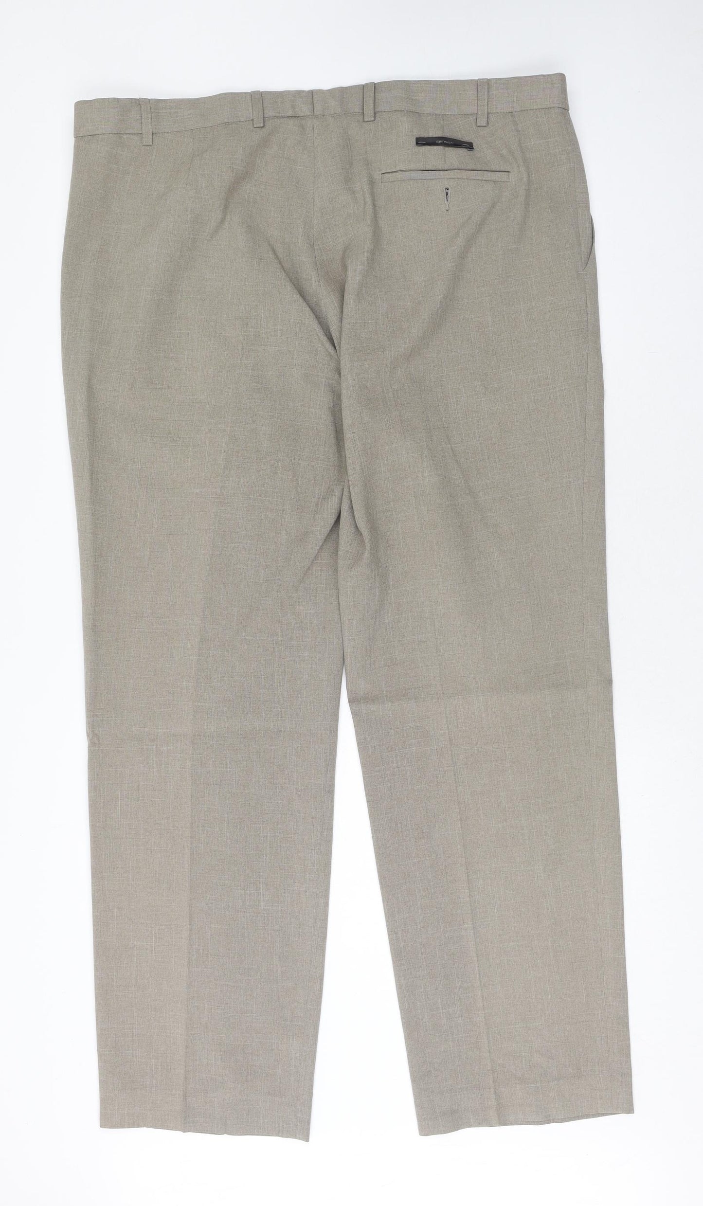 Marks and Spencer Mens Beige Polyester Trousers Size 42 in L33 in Regular Zip