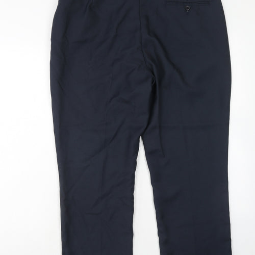 Premier Man Mens Blue Polyester Trousers Size 38 in Regular Zip