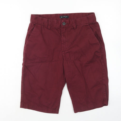 New Look Mens Purple Cotton Chino Shorts Size 30 in Regular Zip