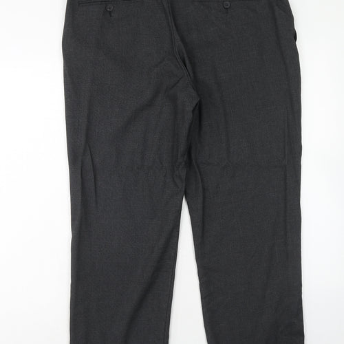 Marks and Spencer Mens Grey Polyester Trousers Size 38 in L29 in Regular Hook & Eye