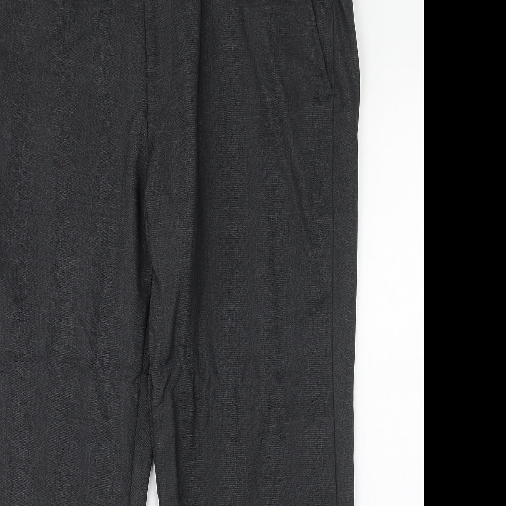Marks and Spencer Mens Grey Polyester Trousers Size 38 in L29 in Regular Hook & Eye