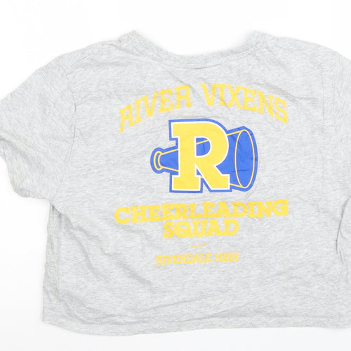 Riverdale Womens Grey Cotton Basic T-Shirt Size M Round Neck
