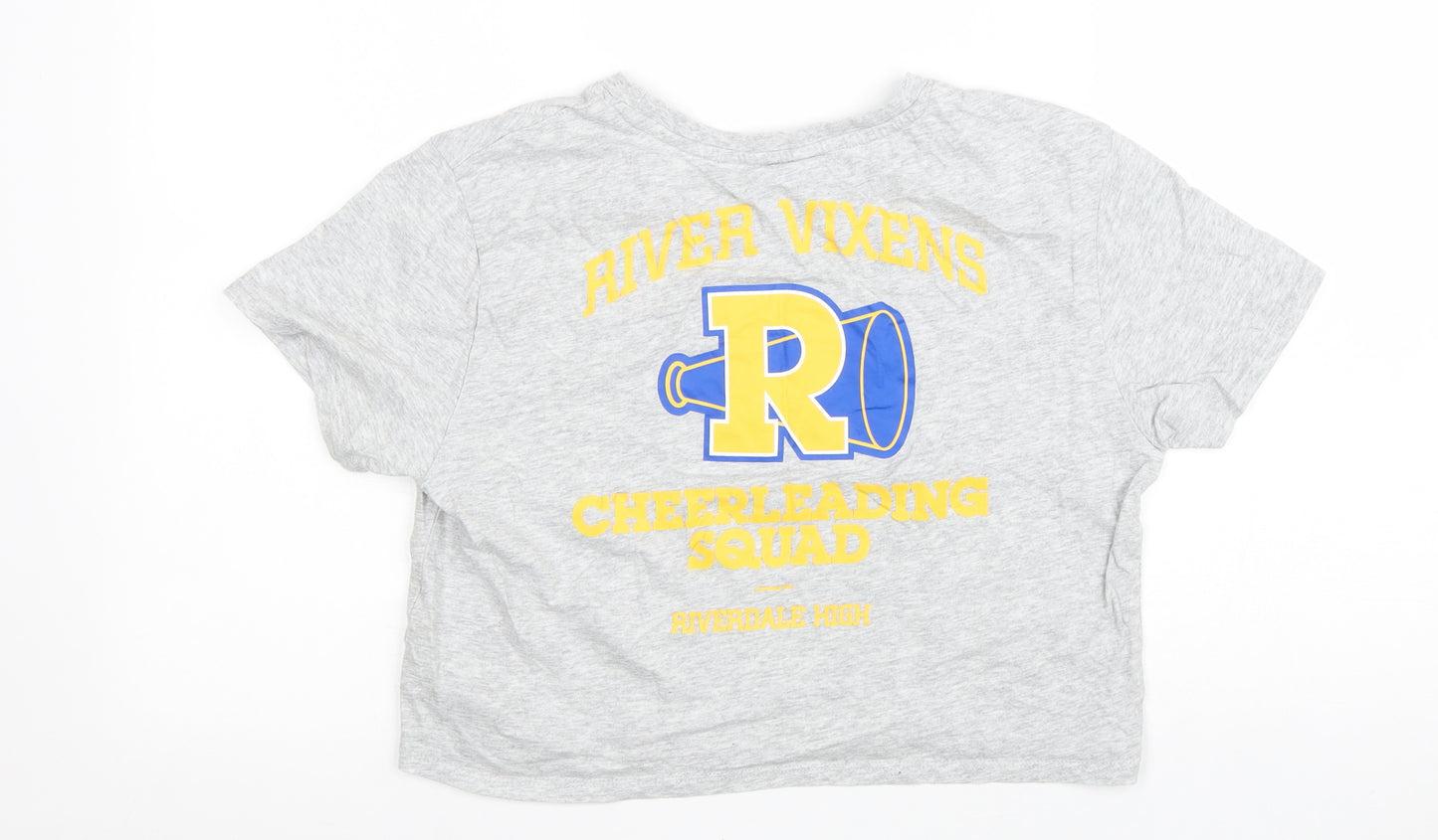 Riverdale Womens Grey Cotton Basic T-Shirt Size M Round Neck
