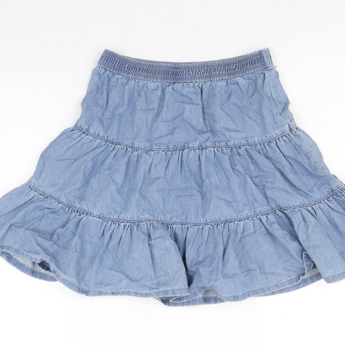 George Girls Blue 100% Cotton Flare Skirt Size 11-12 Years Regular Pull On