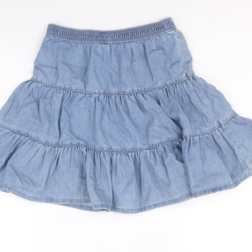 George Girls Blue 100% Cotton Flare Skirt Size 11-12 Years Regular Pull On