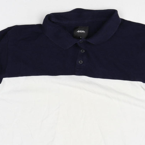Burton Mens Multicoloured Colourblock 100% Cotton Polo Size L Collared Button