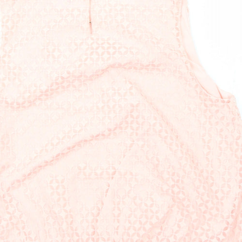 Liz Claiborne Womens Pink Geometric Polyester Basic Tank Size XL Round Neck