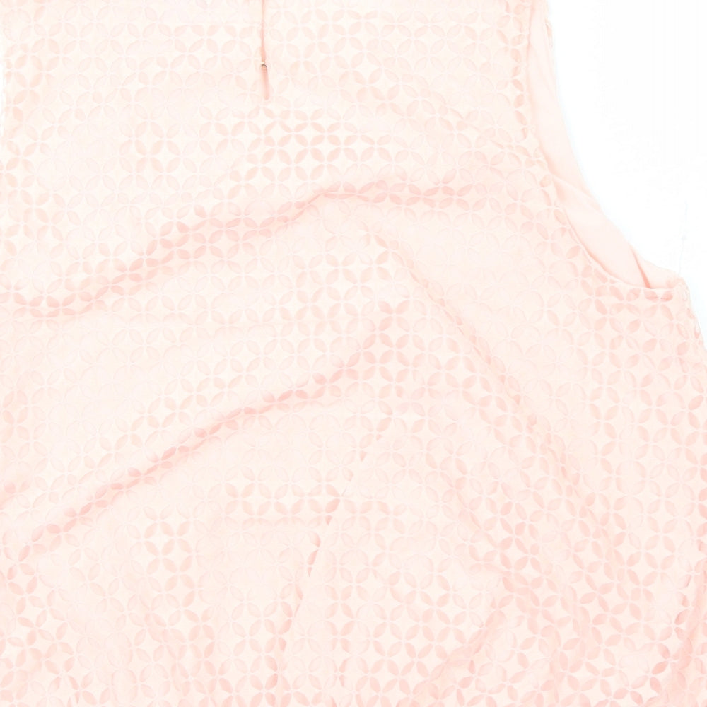 Liz Claiborne Womens Pink Geometric Polyester Basic Tank Size XL Round Neck