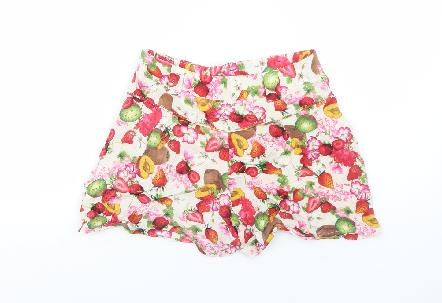 Papaya Womens White Floral Viscose Basic Shorts Size 8 Regular Zip
