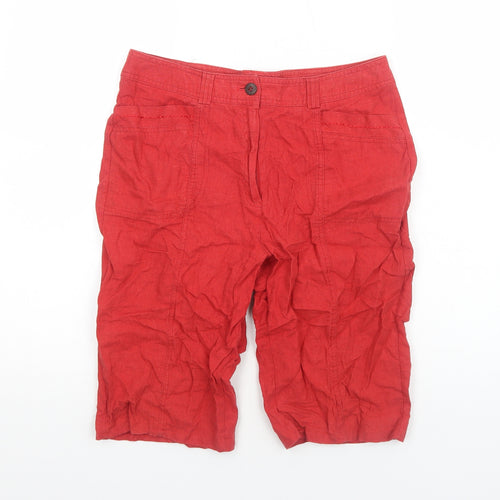 David Emanuel Womens Red Cotton Bermuda Shorts Size 12 Regular Zip