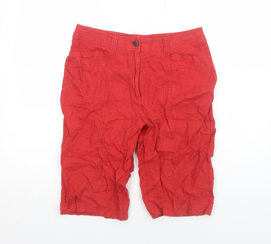 David Emanuel Womens Red Cotton Bermuda Shorts Size 12 Regular Zip