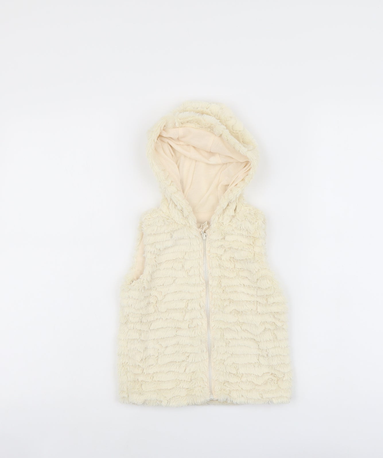 PEP&CO Girls Beige Gilet Jacket Size 2-3 Years Zip - Faux Fur