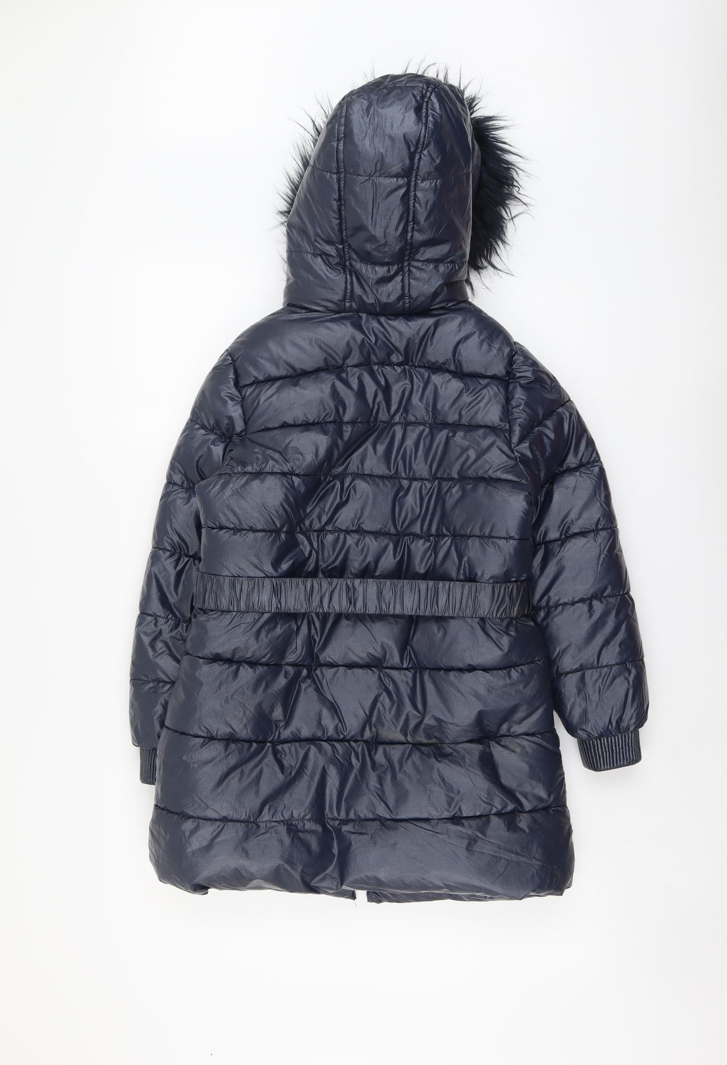 Marks and Spencer Girls Blue Quilted Coat Size 9-10 Years Zip