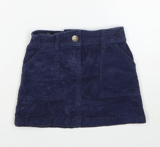John Lewis Girls Blue Cotton A-Line Skirt Size 3 Years Regular Zip