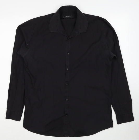 Cedar Wood State Mens Black Polyester Button-Up Size 16 Collared Zip