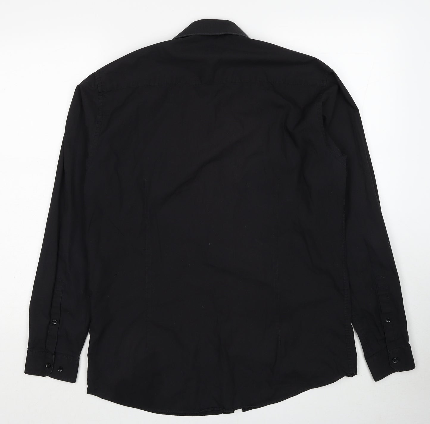 Cedar Wood State Mens Black Polyester Button-Up Size 16 Collared Zip