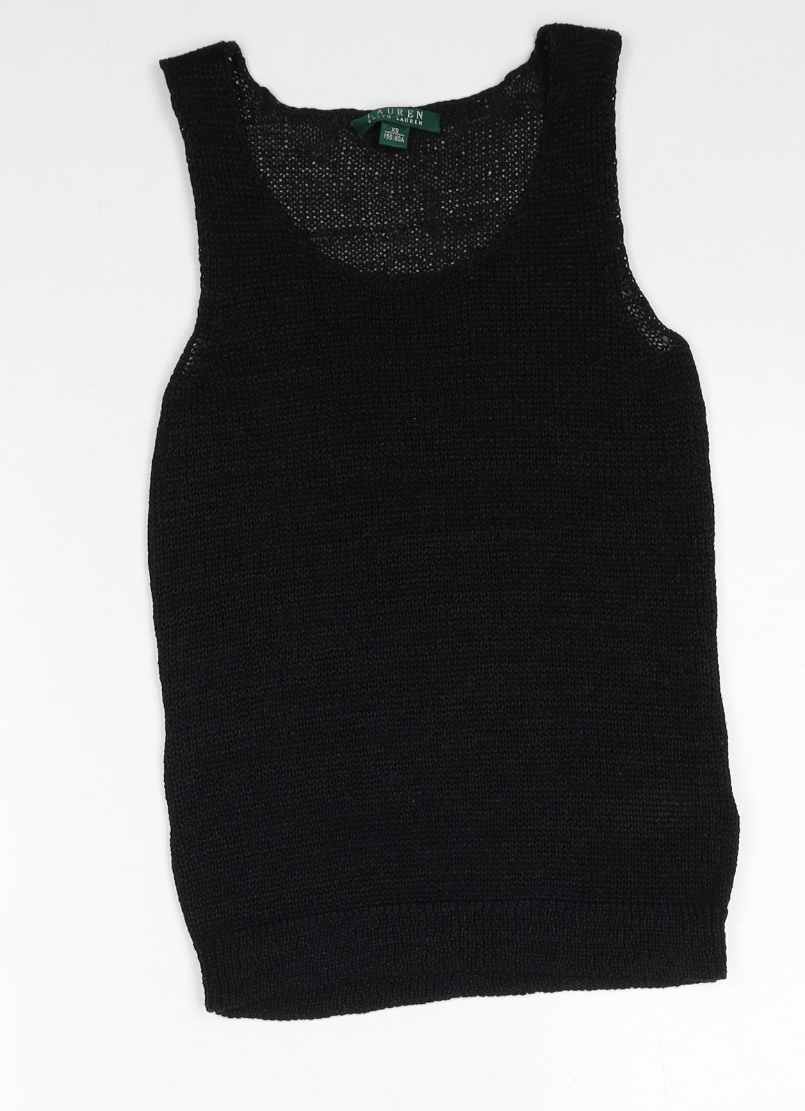 Lauren Ralph Lauren Womens Black Cotton Basic Tank Size XS Scoop Neck