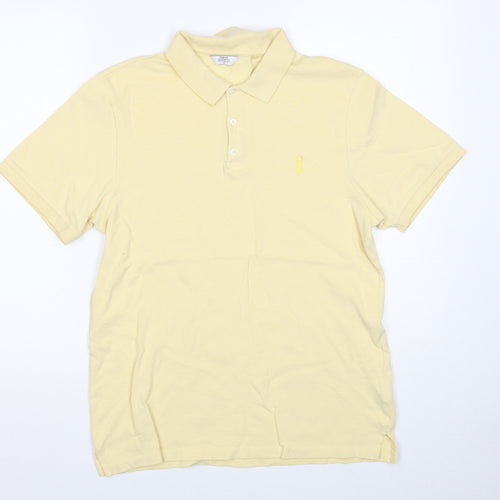 NEXT Mens Yellow Cotton Polo Size M Collared Pullover