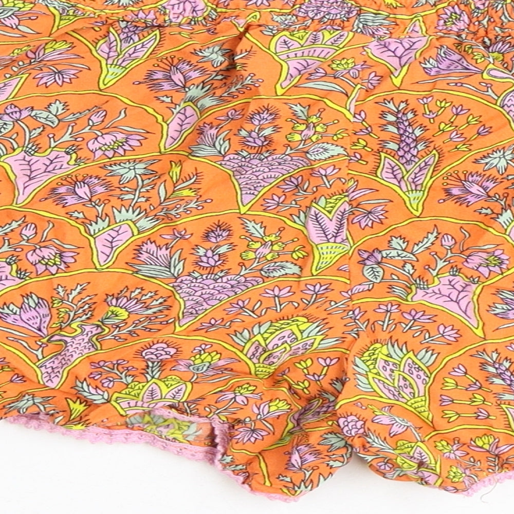 dusk Womens Orange Floral Polyester Skimmer Shorts Size S Regular Drawstring