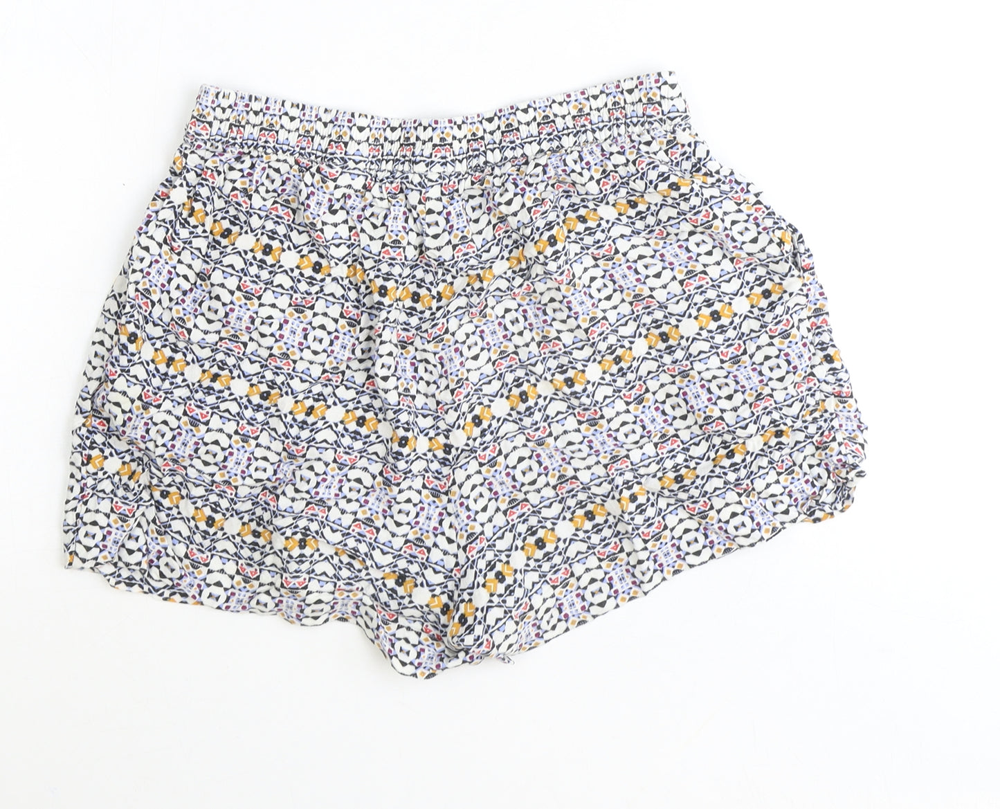 H&M Womens Blue Geometric Polyester Skimmer Shorts Size 6 Regular Pull On