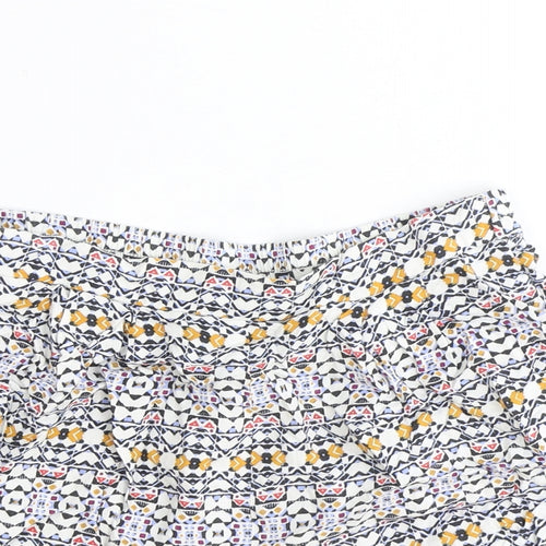 H&M Womens Blue Geometric Polyester Skimmer Shorts Size 6 Regular Pull On