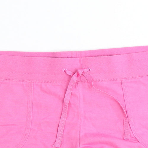Papaya Womens Pink Polyester Basic Shorts Size 14 Regular Drawstring