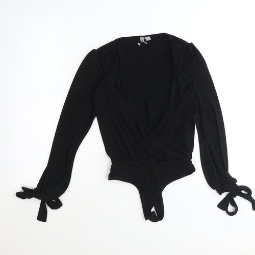 ASOS Womens Black Polyester Bodysuit One-Piece Size 4 Snap