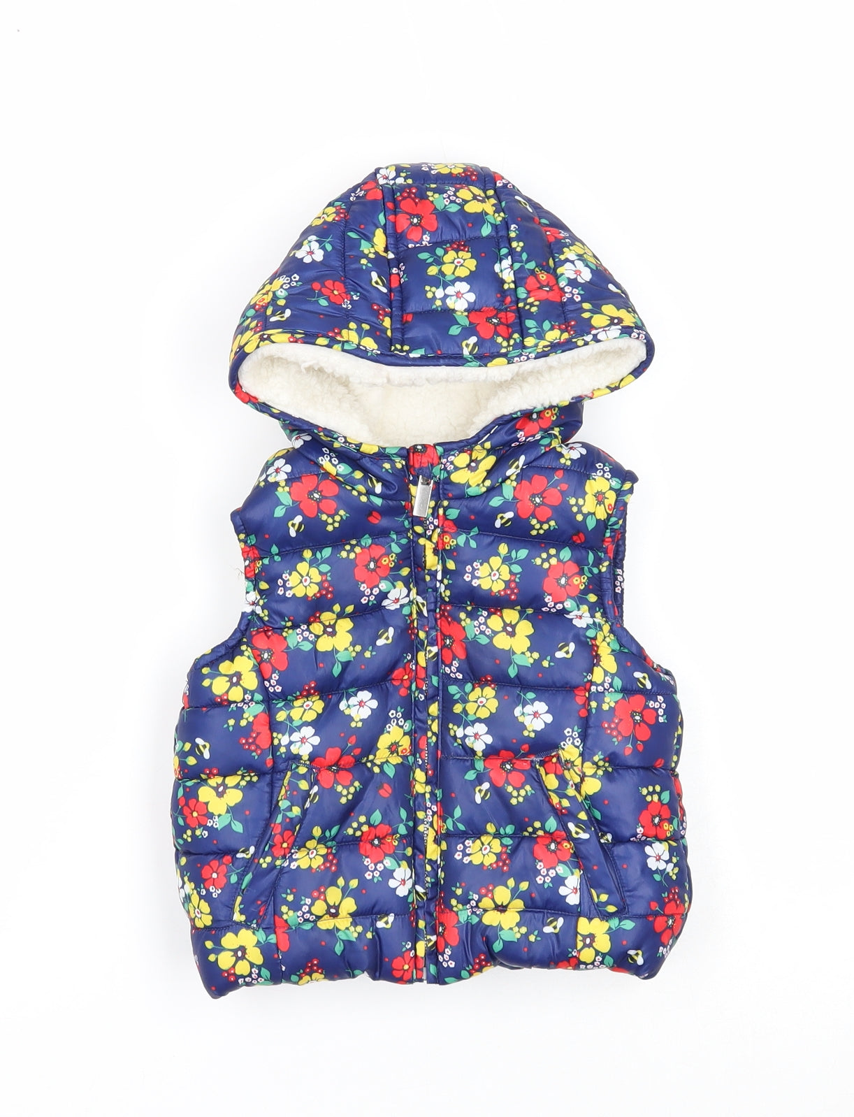 Mothercare Boys Blue Floral Puffer Jacket Jacket Size 9-12 Months Zip