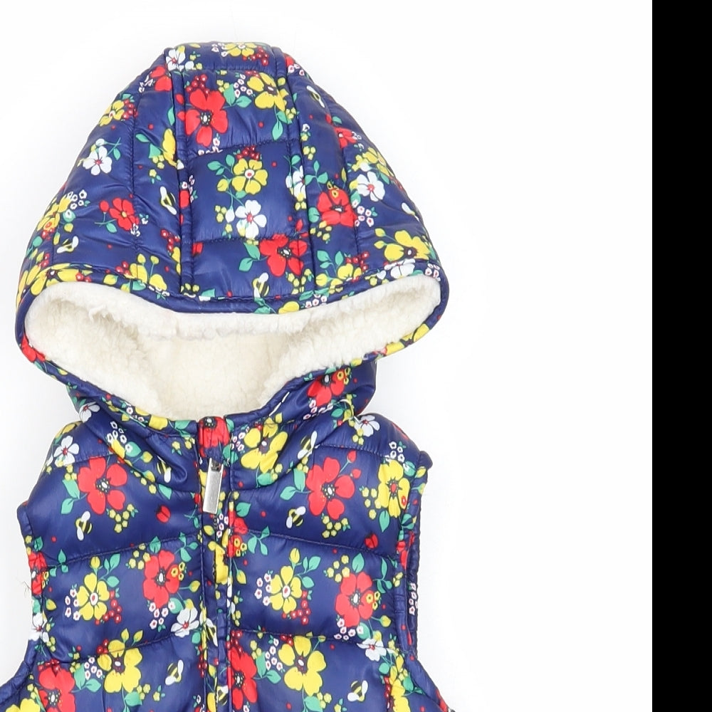 Mothercare Boys Blue Floral Puffer Jacket Jacket Size 9-12 Months Zip