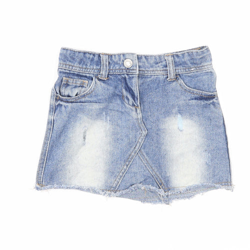 Denim & Co. Girls Blue Cotton A-Line Skirt Size 2 Years Regular Zip