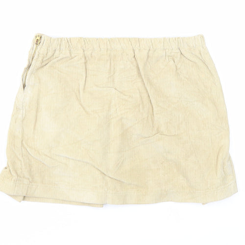 Preworn Girls Beige Cotton A-Line Skirt Size 6 Years Regular Zip