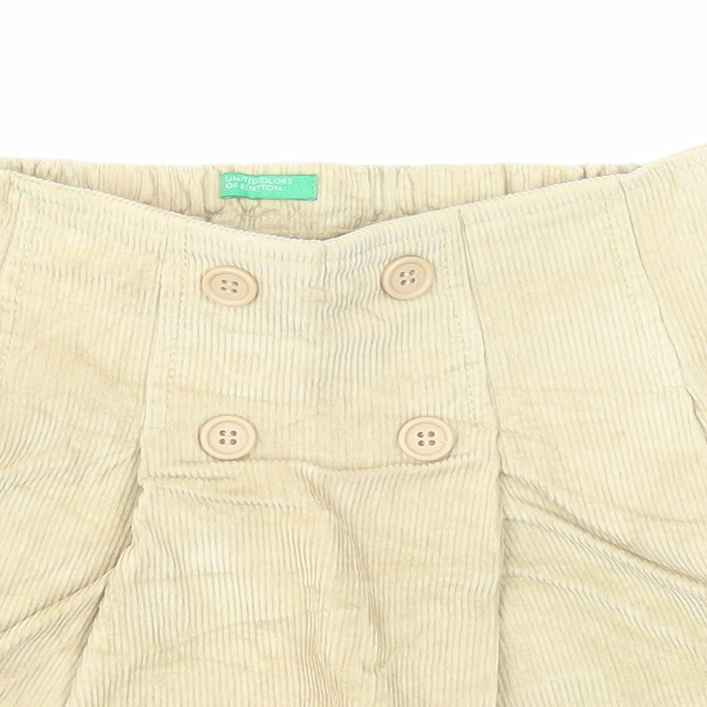 Preworn Girls Beige Cotton A-Line Skirt Size 6 Years Regular Zip