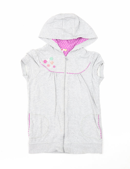 Marks and Spencer Girls Grey Cotton Full Zip Hoodie Size 11-12 Years Zip
