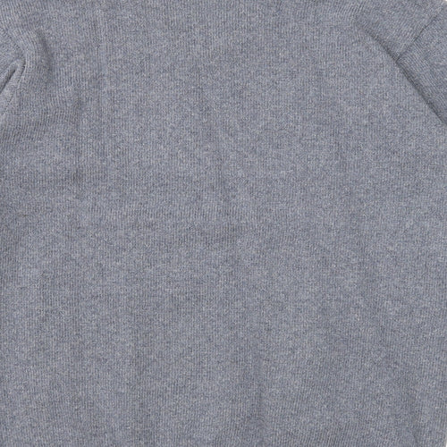 BHS Mens Grey V-Neck Cotton Pullover Jumper Size S Long Sleeve
