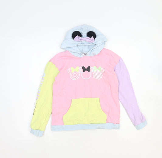 Very Girls Multicoloured Colourblock Cotton Pullover Hoodie Size 10-11 Years Pullover - Minnie Mouse