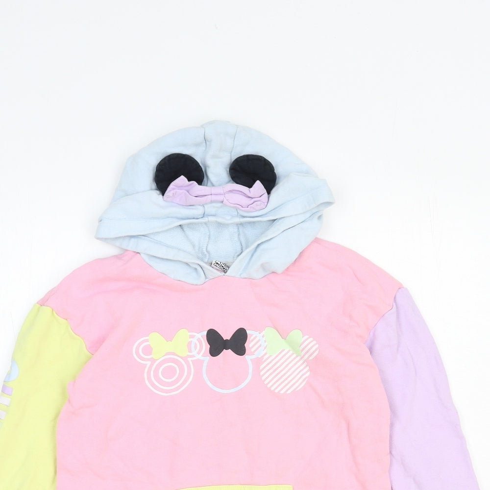 Very Girls Multicoloured Colourblock Cotton Pullover Hoodie Size 10-11 Years Pullover - Minnie Mouse