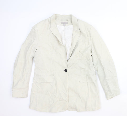 H&M Womens White Cotton Jacket Blazer Size S