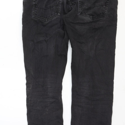 Jeff Banks Mens Black Cotton Straight Jeans Size 34 in Regular Zip