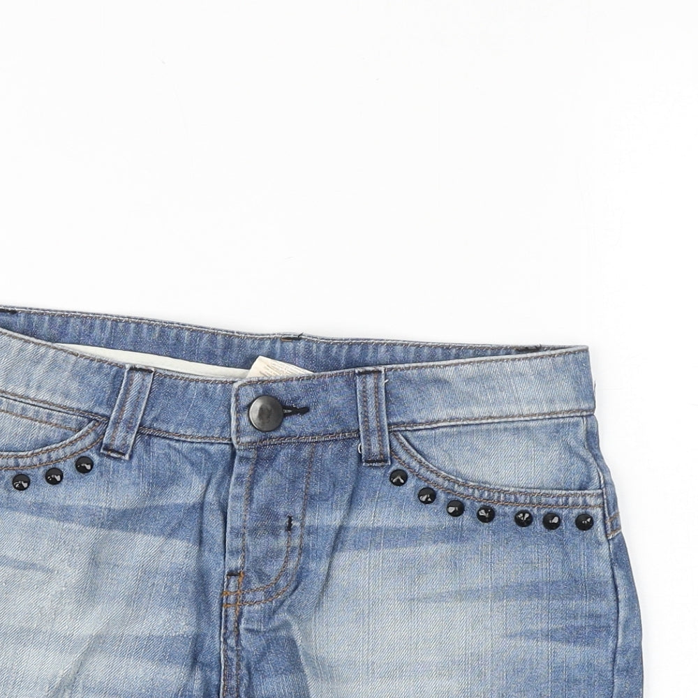Preworn Womens Blue Cotton Hot Pants Shorts Size XS Regular Zip